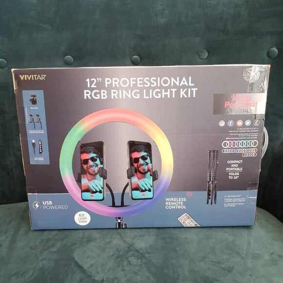 Vivitar Professional 12" Selfie Ring Light Kit with Selfie Remote - Picture 3 of 6